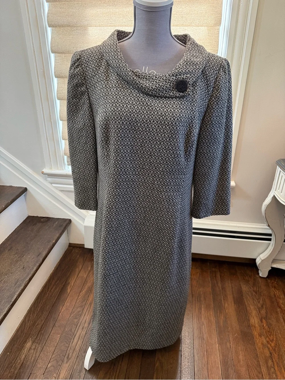 Talbots Gray Textured Wool Blend Sheath Dress Size 14 - Picture 2 of 7